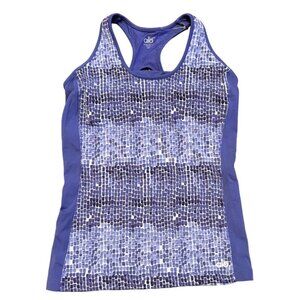alo women's blue racerback workout tank top size XS, patterned front